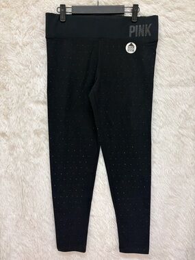 PINK Victoria's Secret Black All Over Rhinestone NWT Leggings | Size Medium 🖤✨